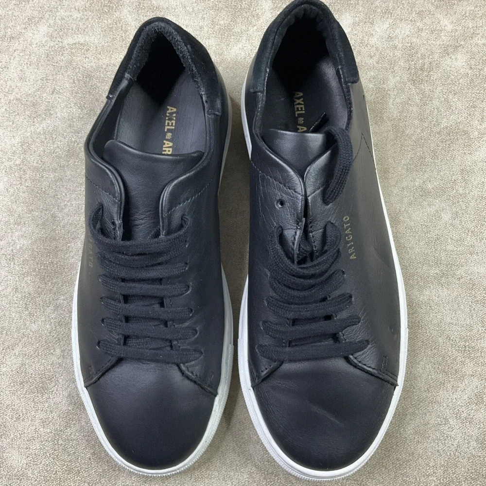 Axel Arigato Clean 90 Sneakers Shoes Leather Black White Gold 98122 Women Sz 6.5